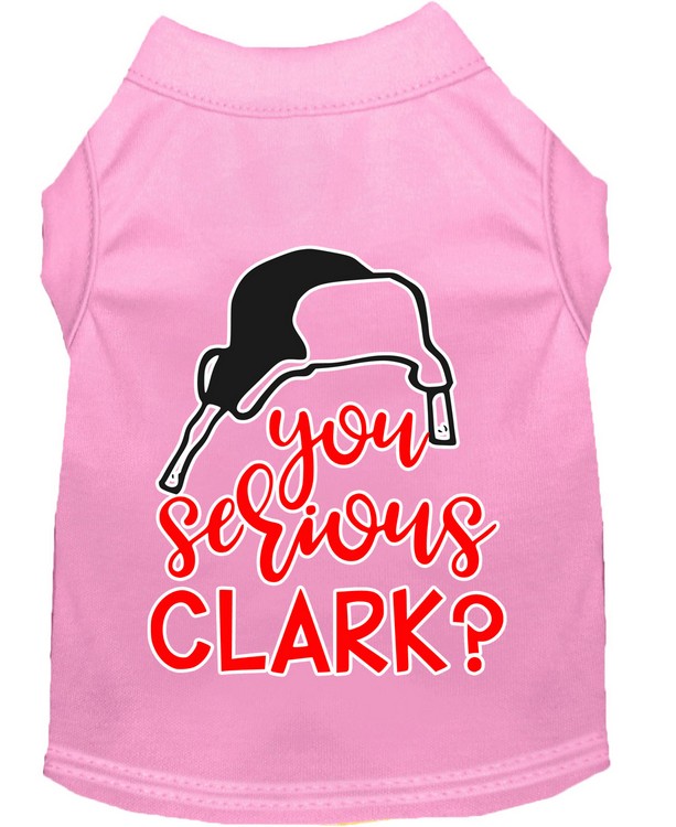 You Serious Clark? Screen Print Dog Shirt Light Pink XXXL